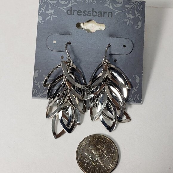 2/$30 Silver Tone Hoops Cluster Design Drop 2-in Earrings - Women Jewelry - Picture 7 of 8